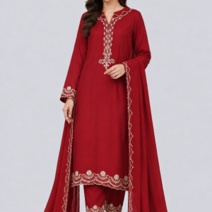 Crimson Heritage Embroidered Lawn Ensemble