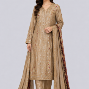 Golden Taupe Embroidered Ensemble