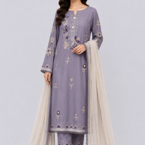 Lavender Mist Embroidered Elegance