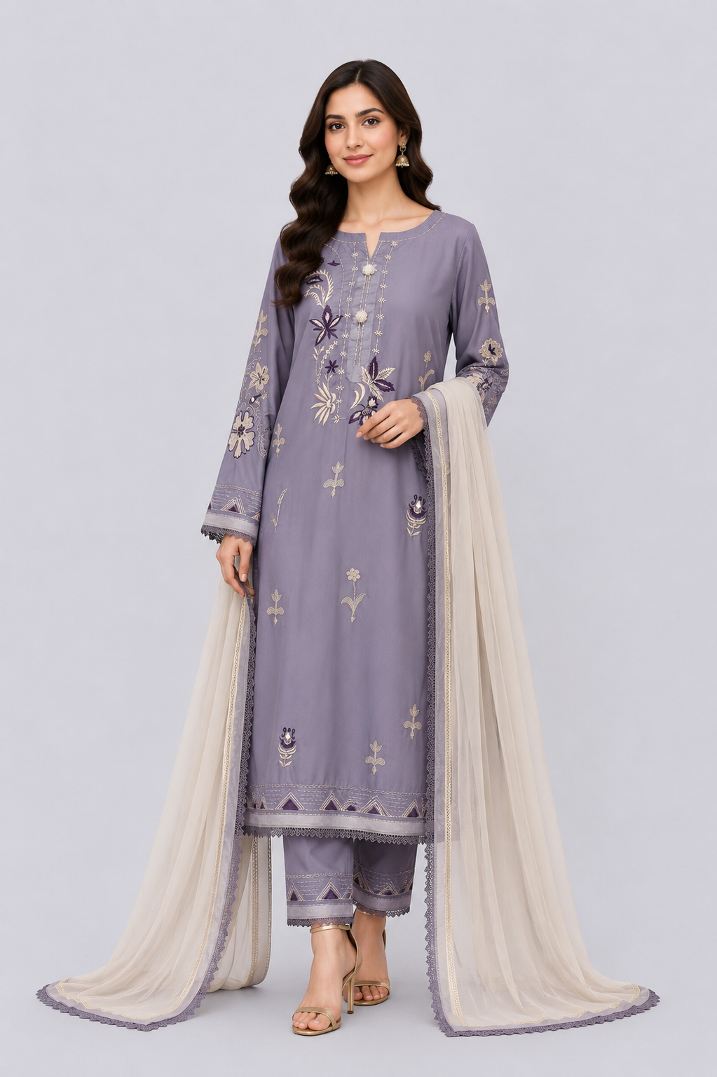 Lavender Mist Embroidered Elegance