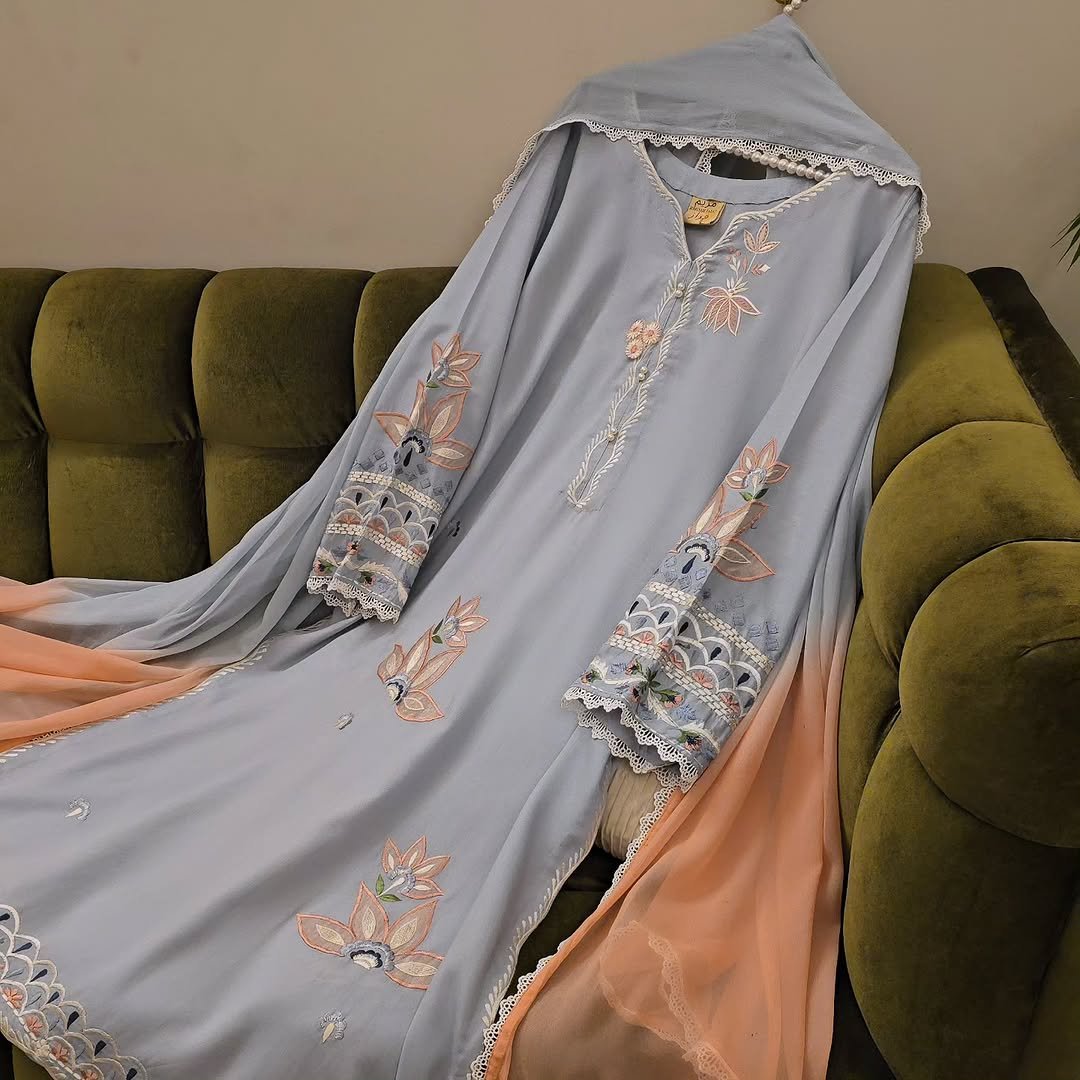 Ice Blue Peach Blossom Ensemble - Image 7