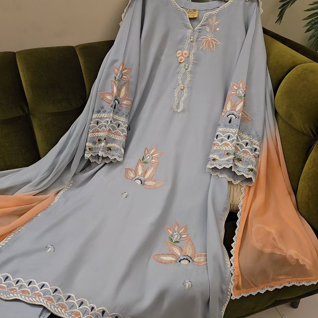 Ice Blue Peach Blossom Ensemble - Image 5