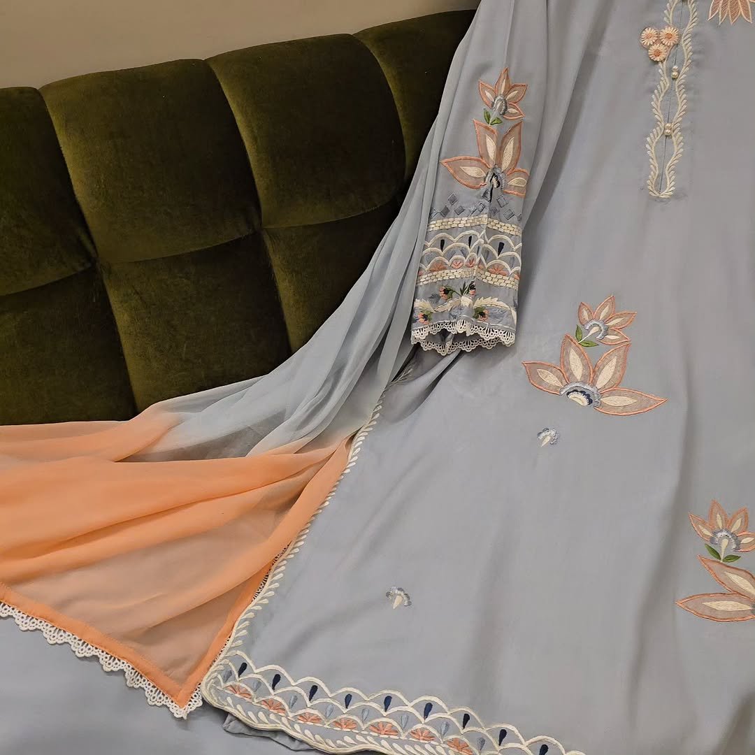 Ice Blue Peach Blossom Ensemble - Image 3