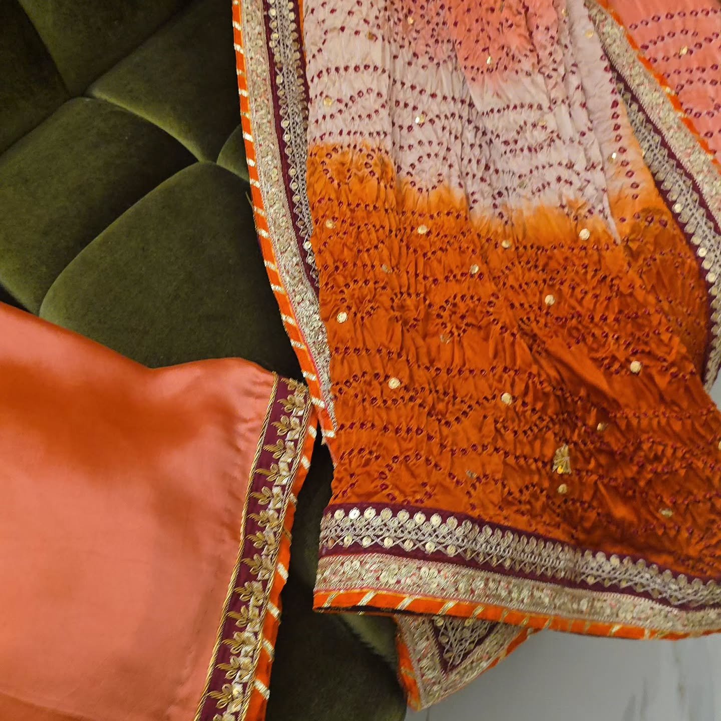 Peach Bloom Heritage Embroidered Ensemble - Image 2
