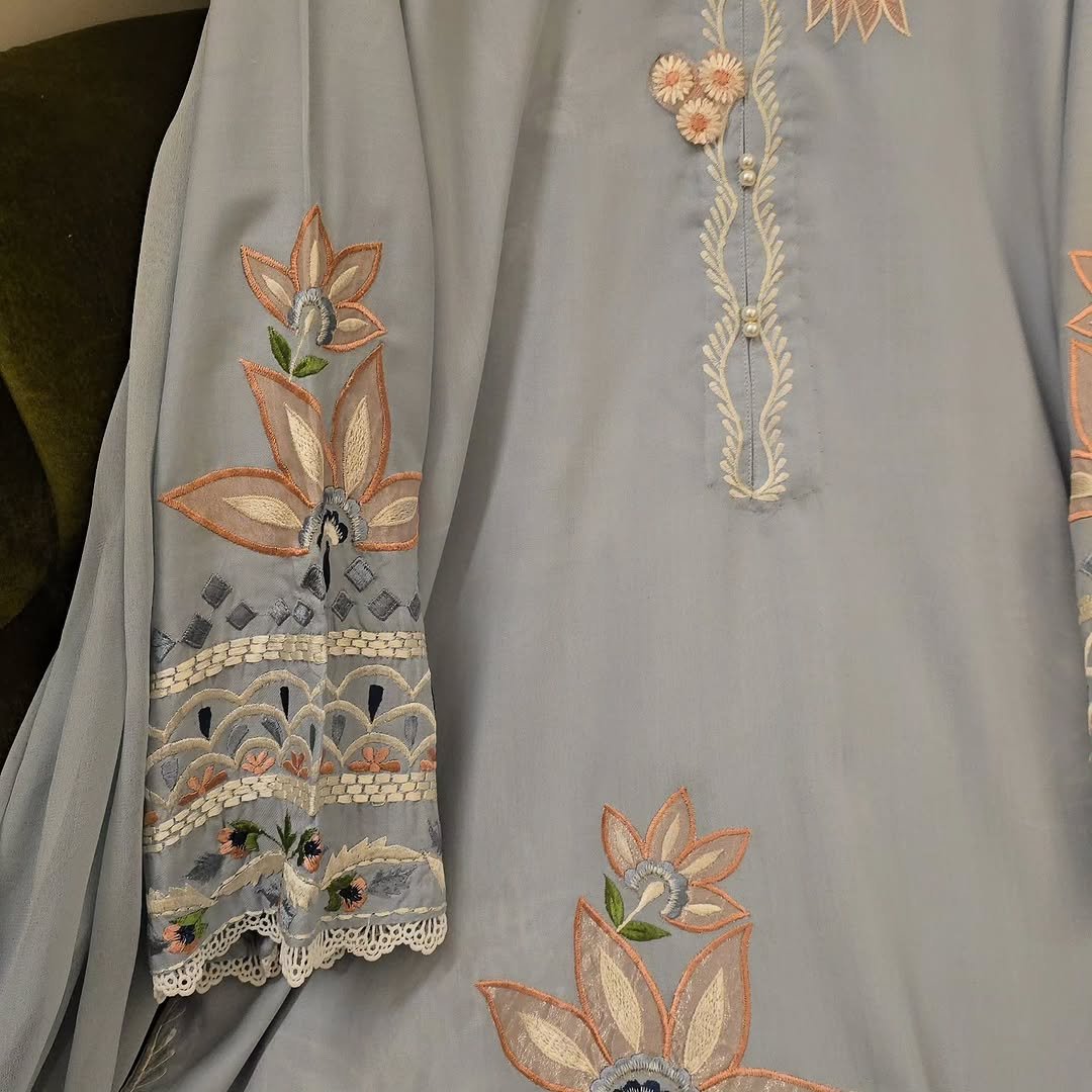 Ice Blue Peach Blossom Ensemble - Image 2